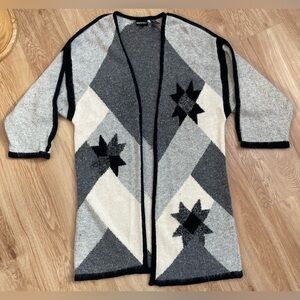 Vintage Tony Lambert open cardigan sweater long large silk angora wool blend